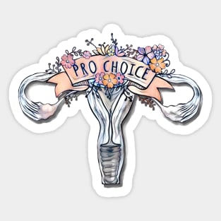 Pro choice, feminist, femminism, floral uterus, girl, women Sticker